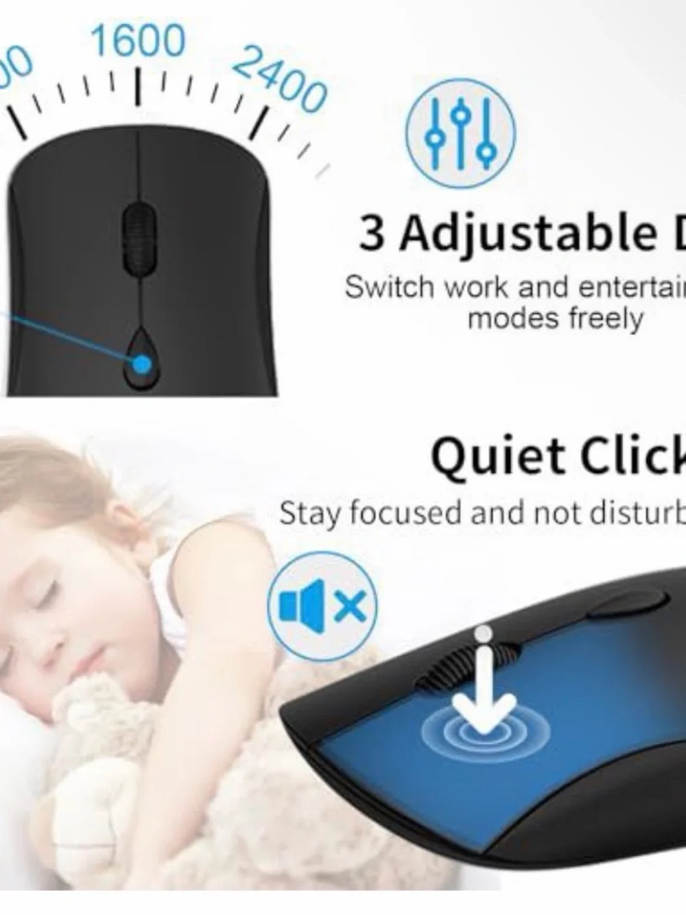 Wireless Black Keyboard and Mouse Combo - Slim Design